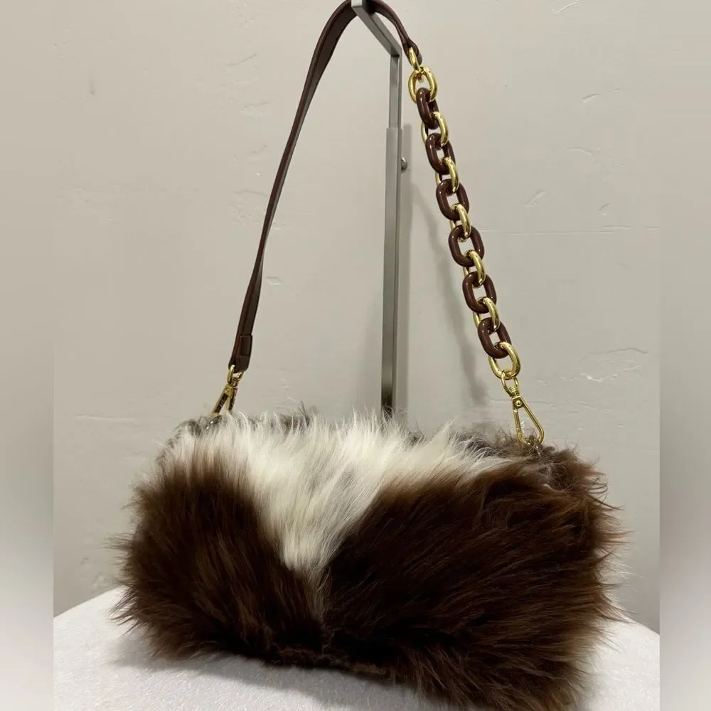 Handmade Real Natural Shearling Leather Barrel Bag/Shoulder Bag/Crossbody